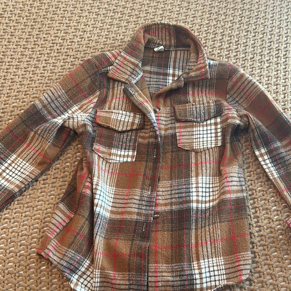 SHEIN Brown Plaid Kids Jacket